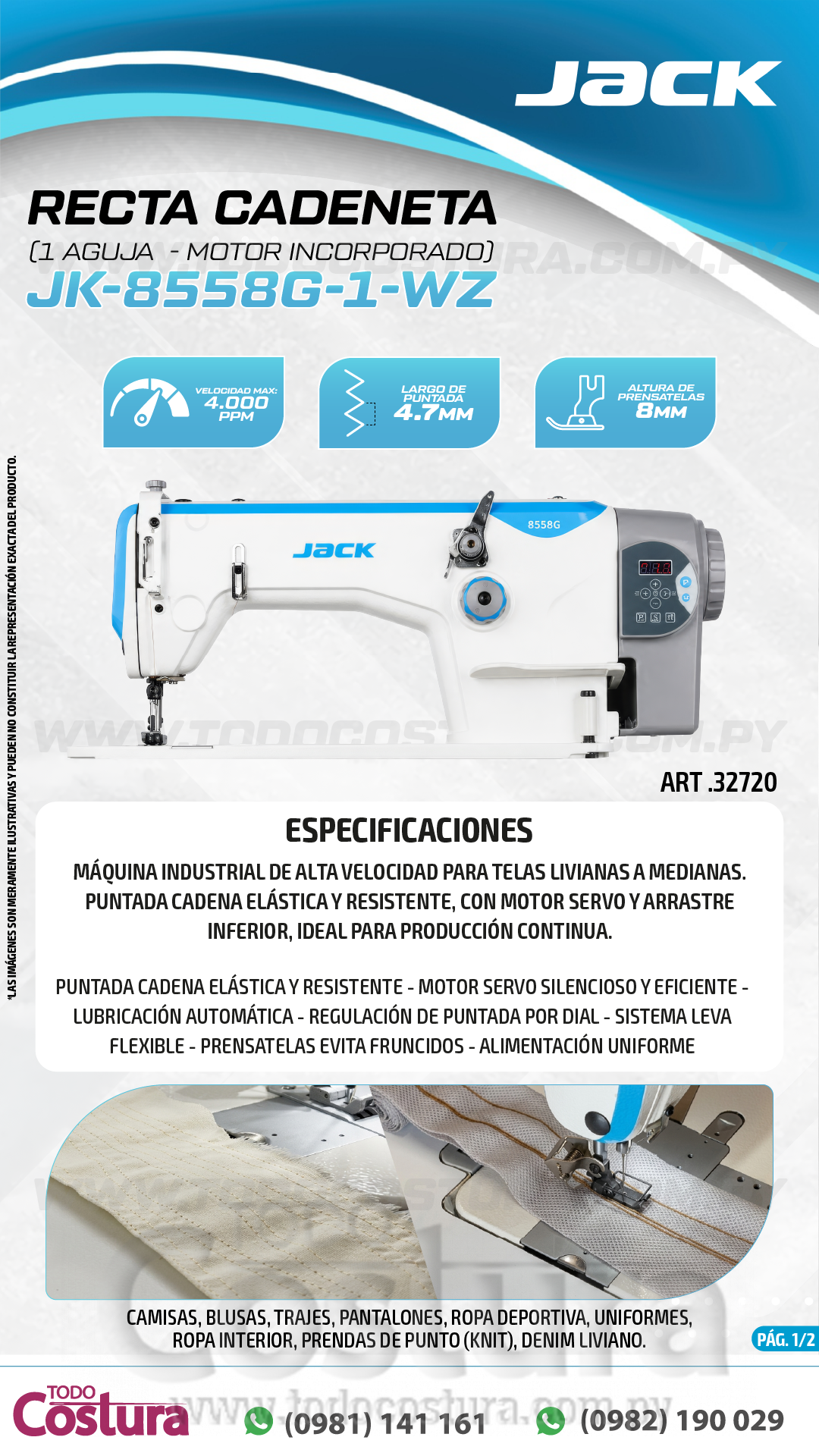 RECTA CADENETA (1 AGUJA) JACK JK-8558G-1-WZ (MOTOR INCORPORADO)